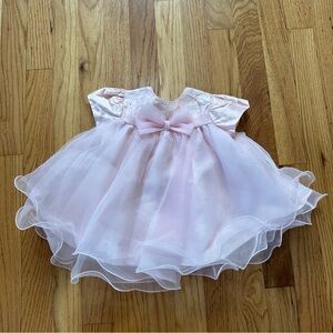 Rare Editions Pink Silk Baby Dress 9 months